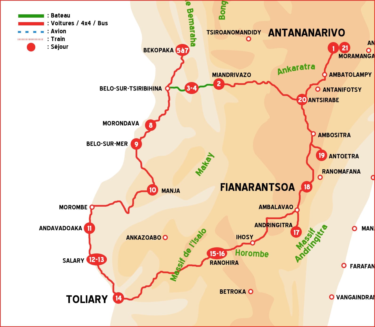 Map of Madagascar Tour : The big Boucle
